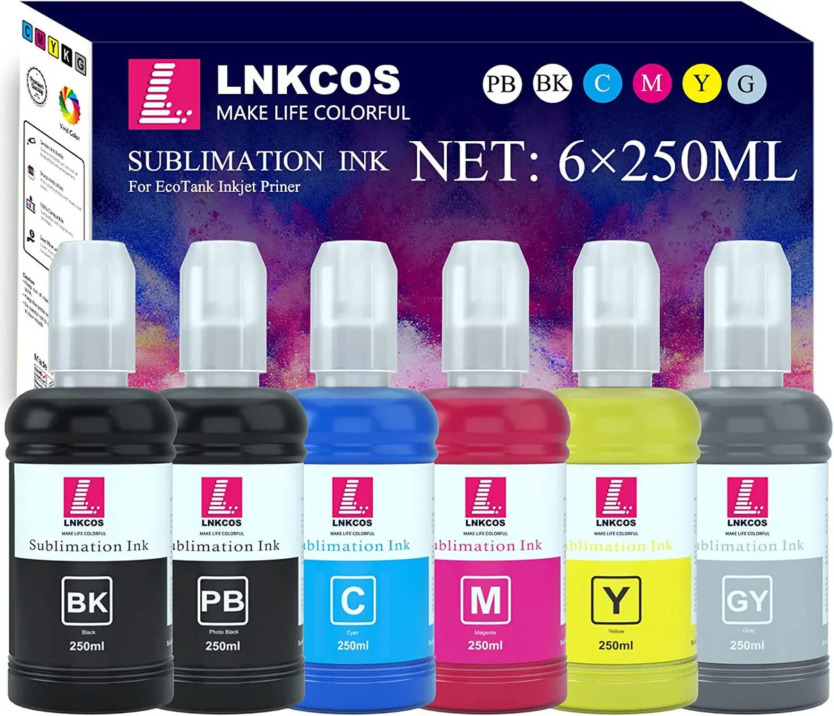 ENVEL ENVEL 6×250ml Sublimation Ink for Epson EcoTank ET-8500 ET-8550 (6 Color, Grey) — product photo