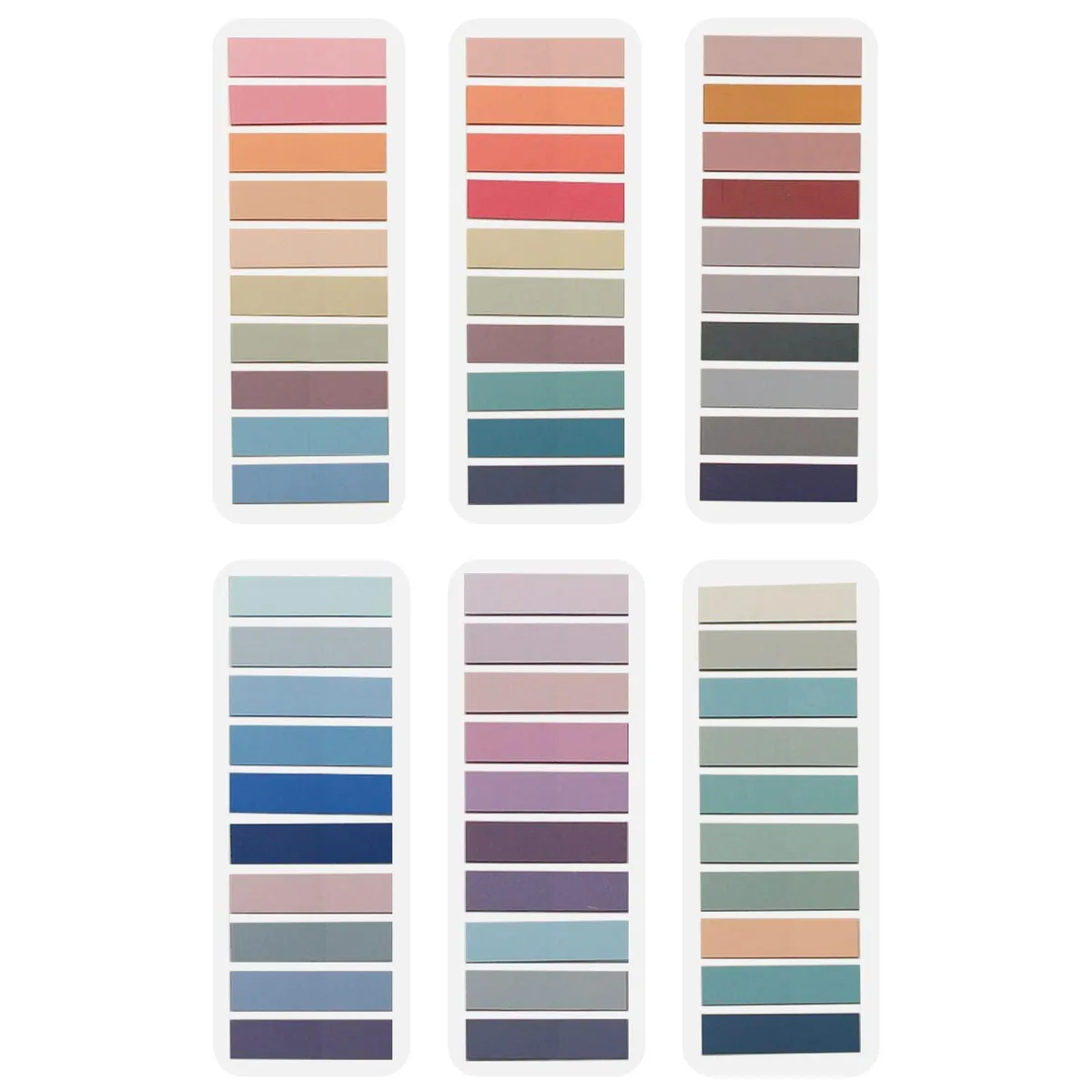 Pack of 1200 square PET sticky tabs in muted Morandi colours
