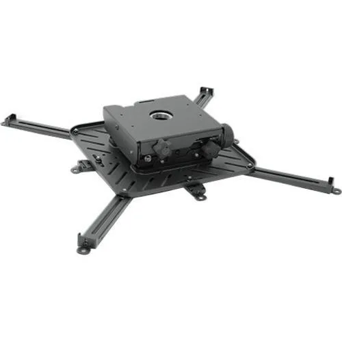 Black ceiling projector mount with universal tool-free adjustment and interface bracket