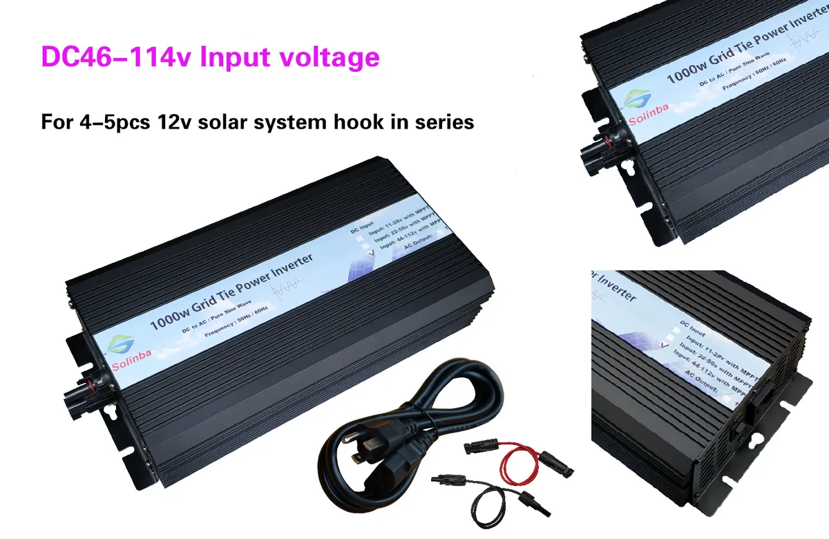 Solinba Inverter Solinba Inverter 1000W Grid-Tie DC 46-114V AC 90-130V 46-65Hz USA Plug Black Power Inverter — product photo