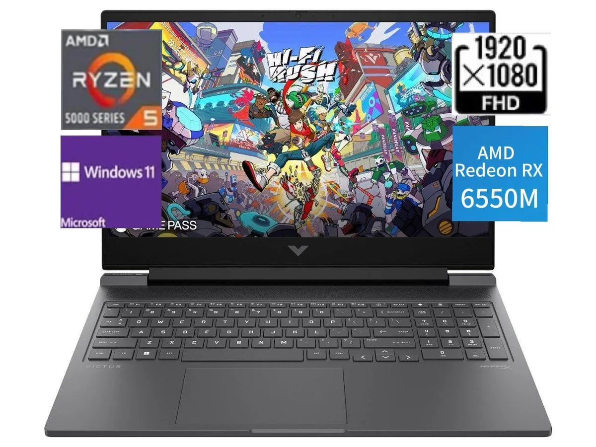 HP HP Victus 15.6 FHD 144Hz Ryzen 5 7535HS RX 6550M 8GB 512GB Windows 11 Home Black gaming laptop — product photo
