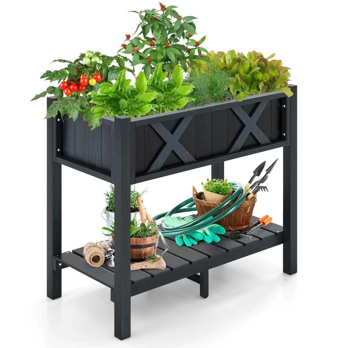 SlickBlue SlickBlue HIPS Raised Garden Bed Planter Box 34 x 18 x 29 in Black — product photo