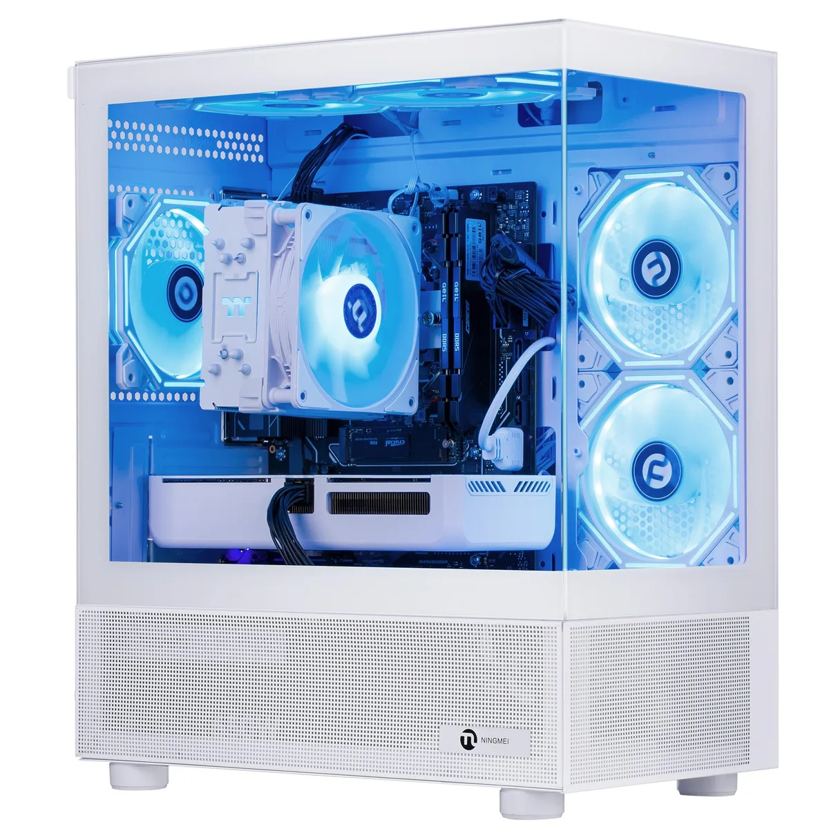 NINGMEI NINGMEI Lumishore Gaming PC Ryzen 5 7500F RX 9060 XT 16GB 1TB White — product photo