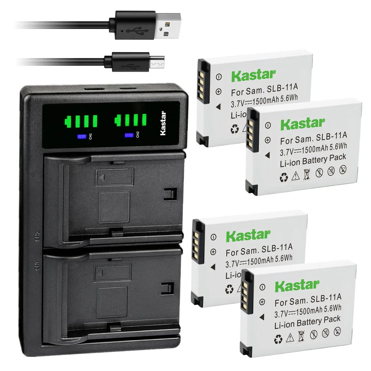 Kastar Kastar SLB-11A 4-pack batteries with LTD2 USB charger — product photo