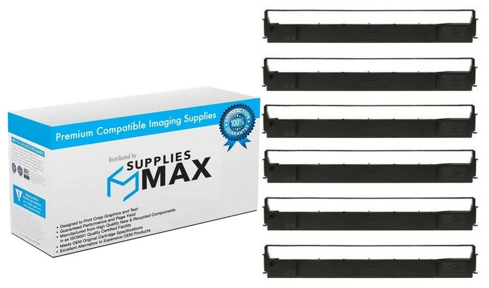 SuppliesMax SuppliesMax 75-0737-835 Black Printer Ribbon 6 Pack — product photo
