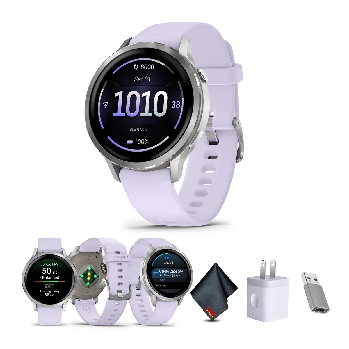 Garmin Garmin Venu 4 41mm Silver Periwinkle wearable technology — product photo