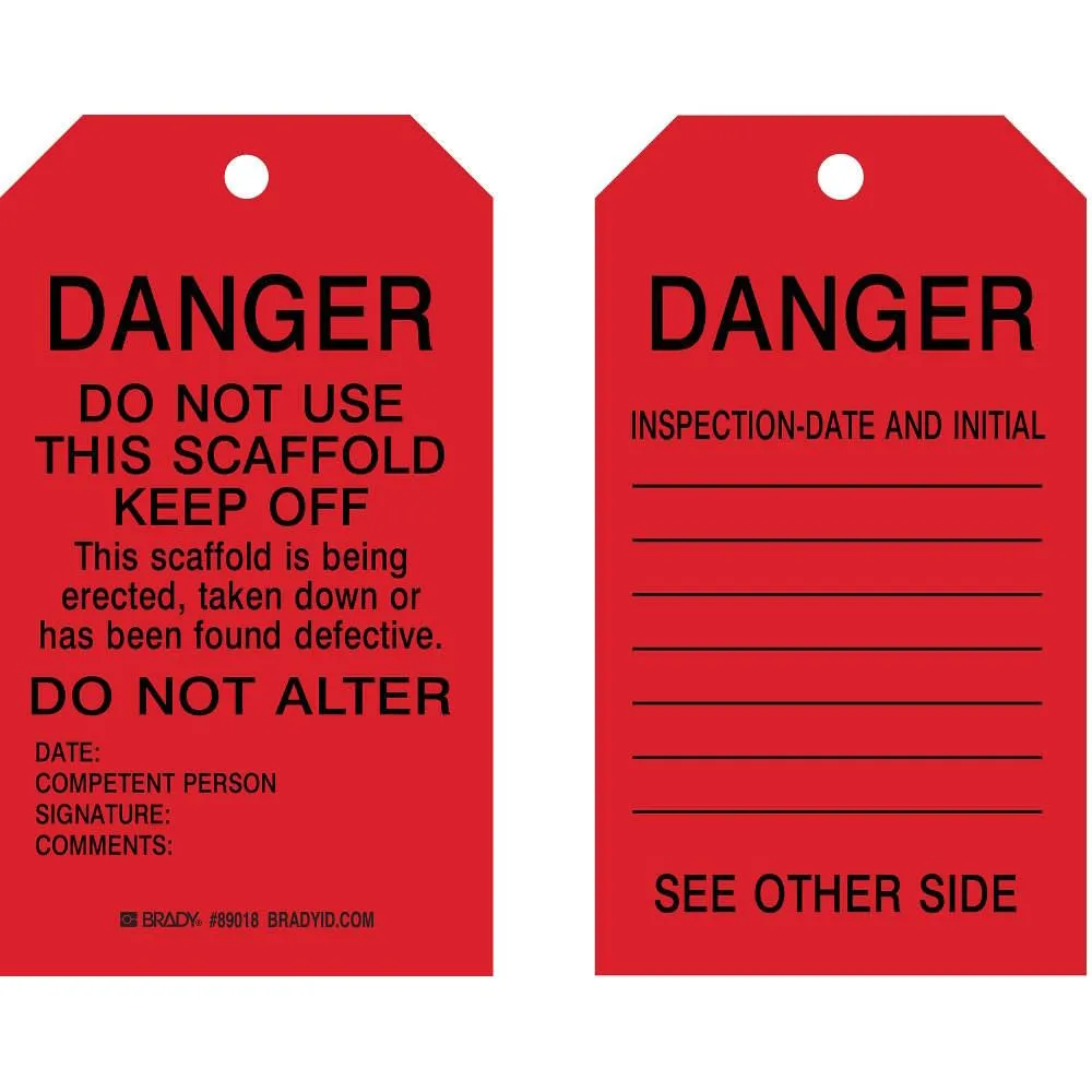 Brady 86628 Danger Tag black red polyester pack of 10
