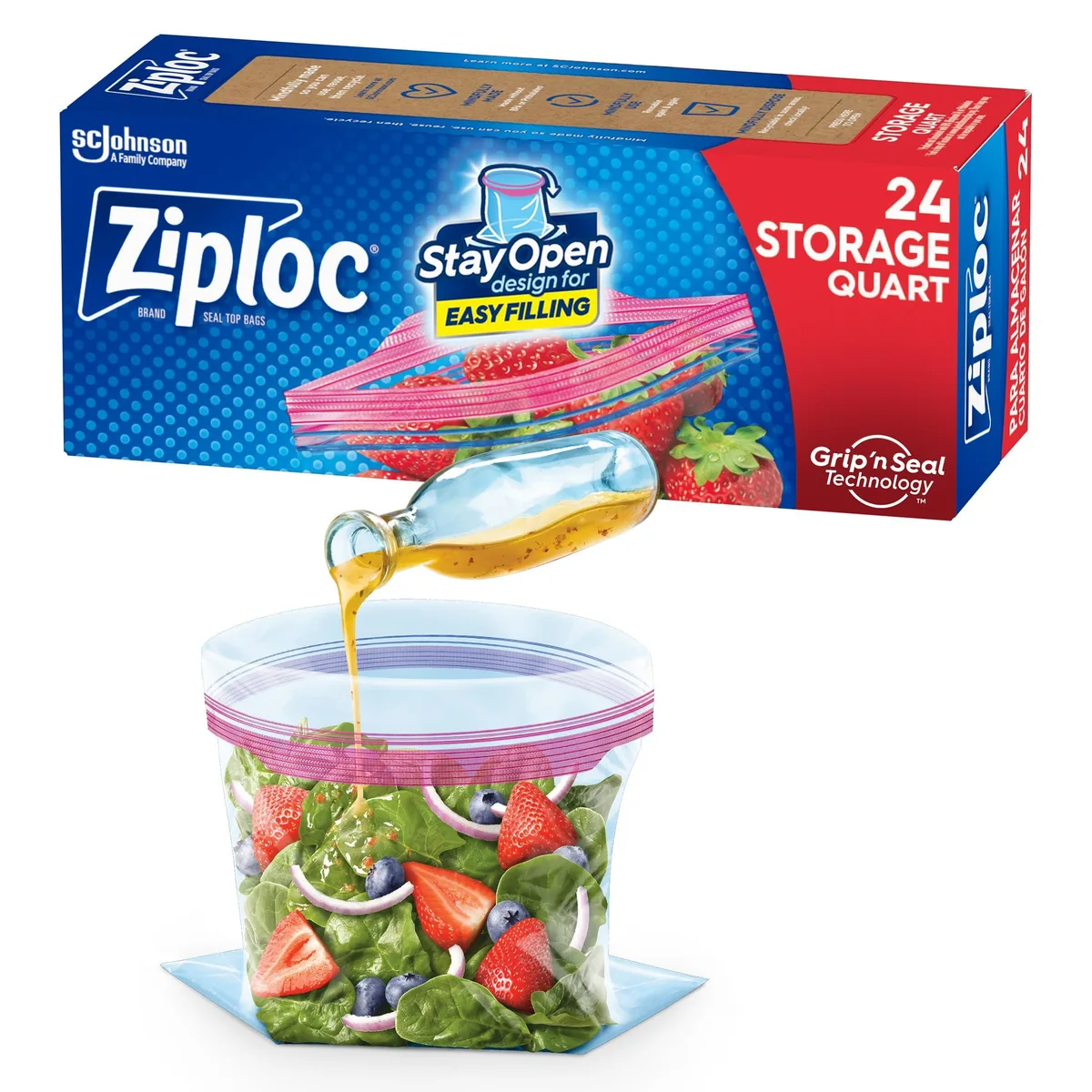 Pack of 24 beige plastic food storage bags with zipper seal