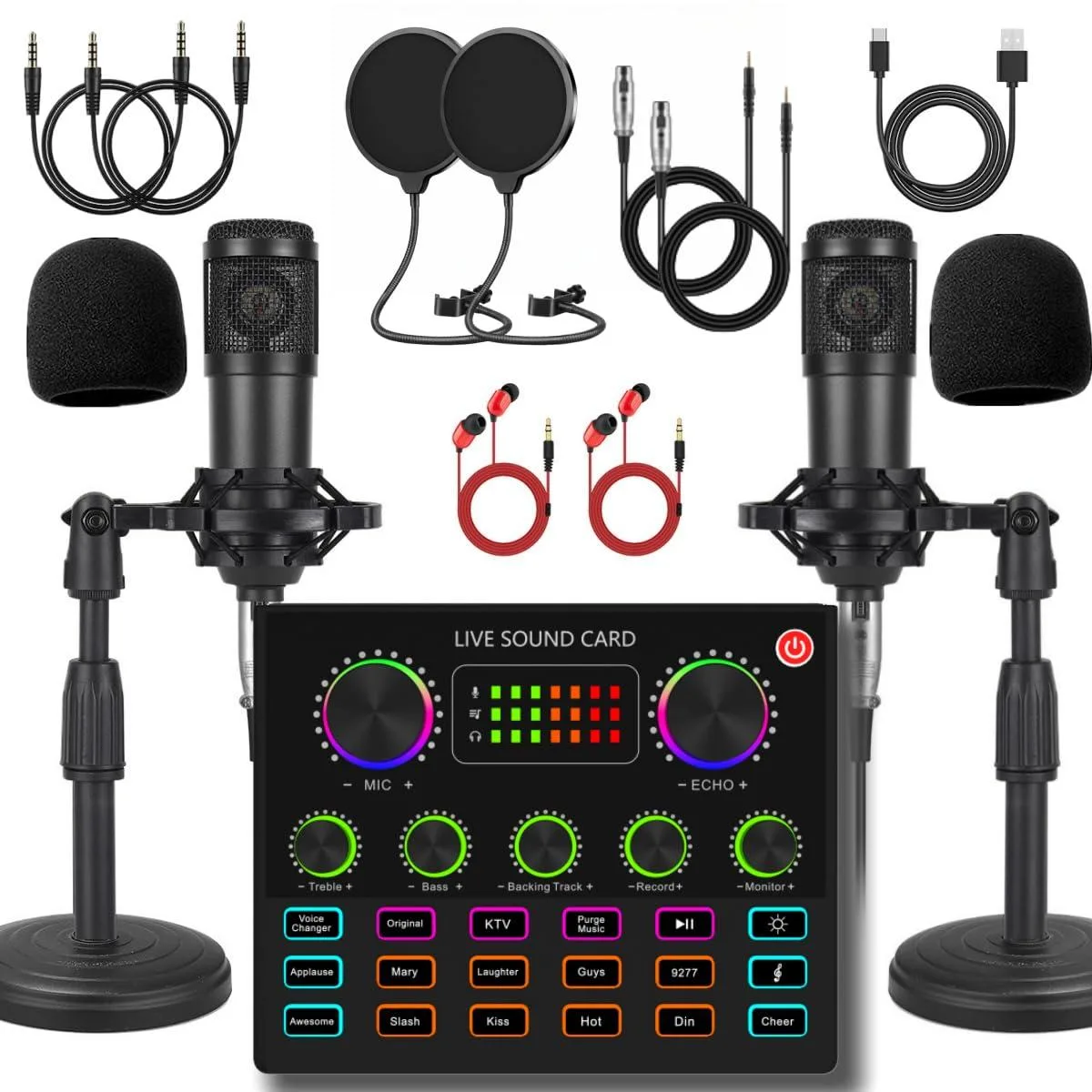  sktome G10-V8max Podcast Equipment Bundle for 2, BM-800 Microphone, Audio Mixer — product photo