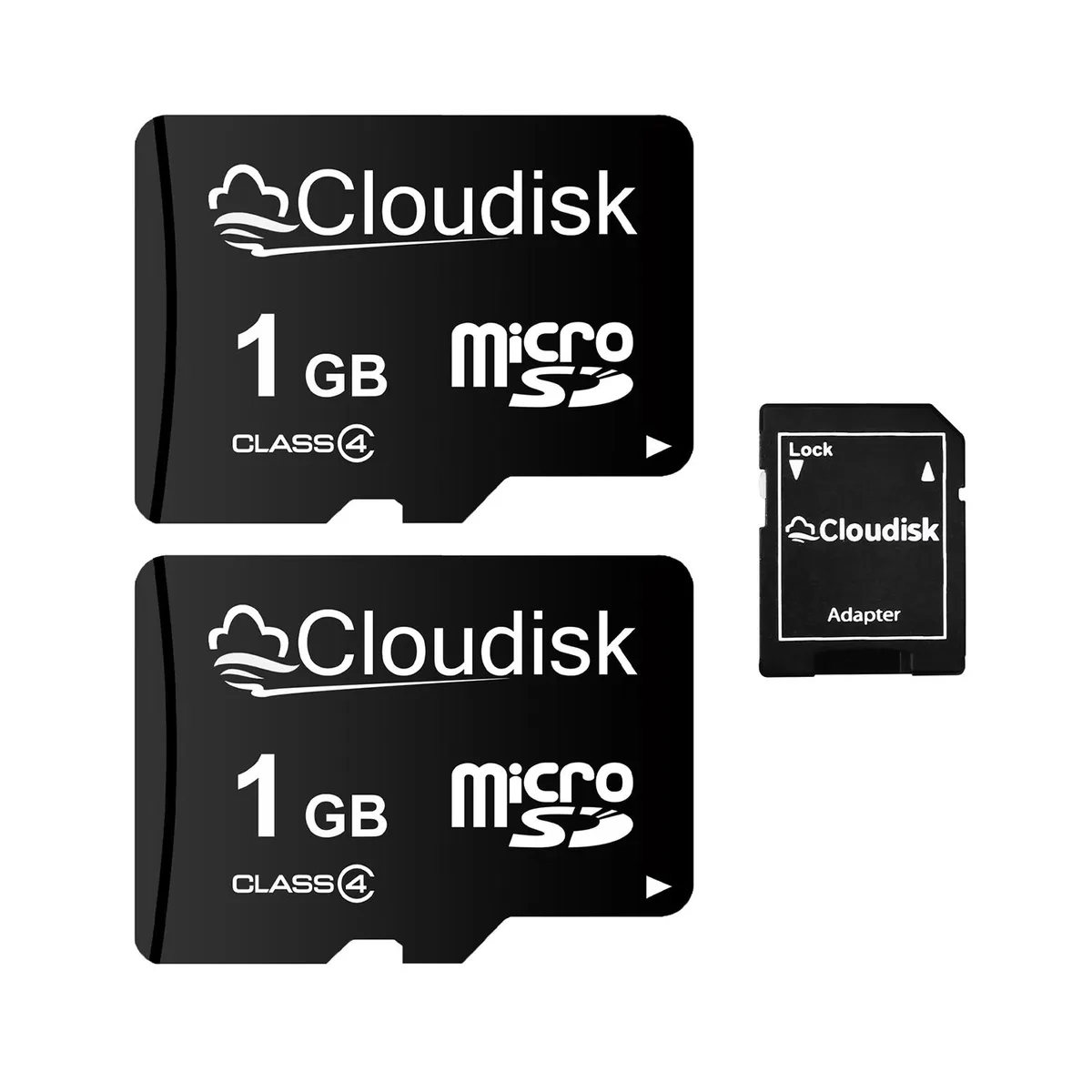 Cloudisk Cloudisk 1GB MicroSD Memory Card 2 Pack Class 4 with SD Adapter — product photo