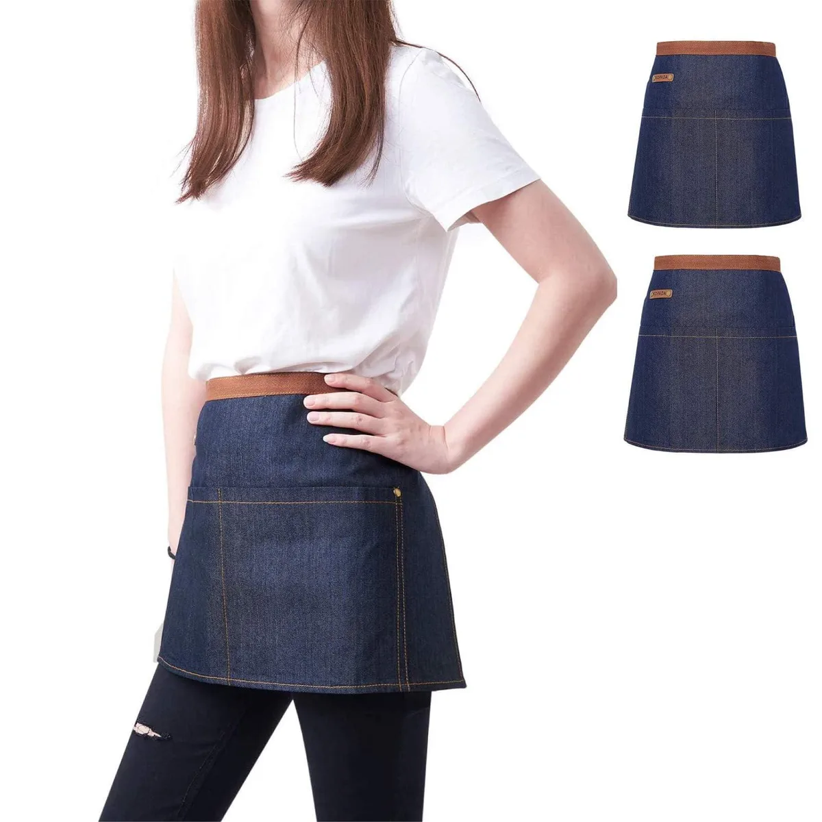  KOPADA Blue Denim Waist Aprons 2 Pack 24x12in — product photo