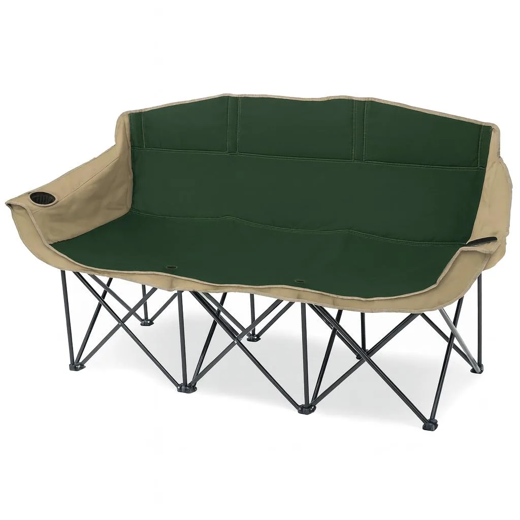 Vandue Corporation Vandue Corporation GoTEAM 3-Seat Folding Bench Couch (Green/Beige) — product photo