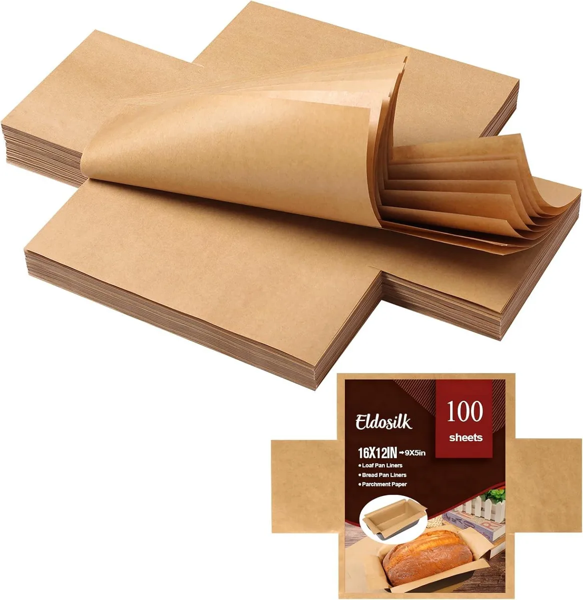 100 unbleached parchment sheets and orange silicone sling with four handles
