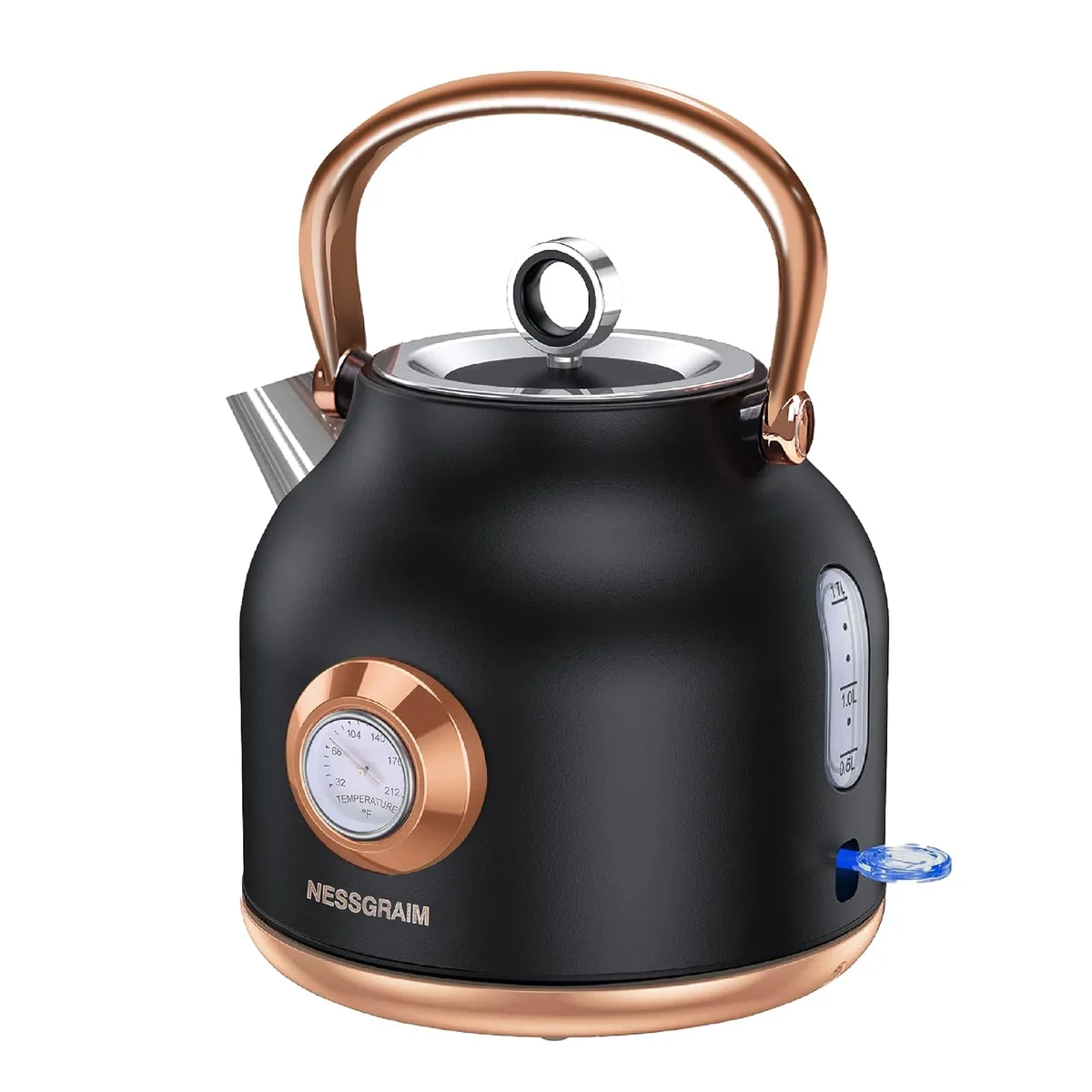  NESSGRAIM Retro Electric Kettle 1.7L 304 Stainless Steel 1500W Retro Black — product photo