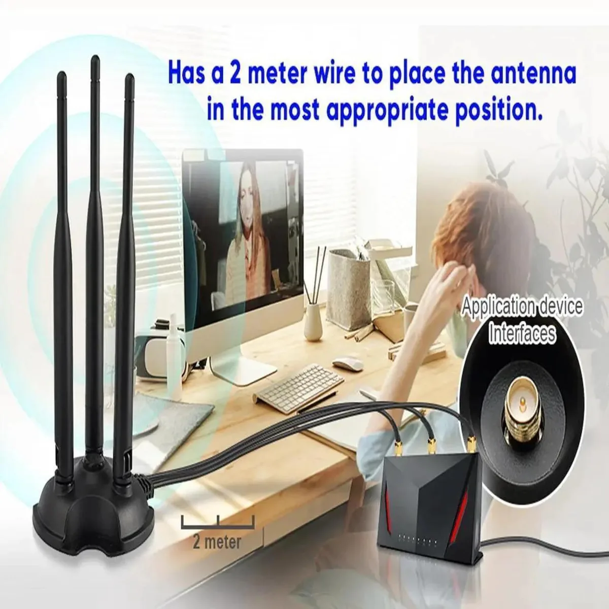 Vszerda Vszerda 6dBi Dual Band 2.4 5.8 GHz Magnetic Base RP-SMA Network Antenna — product photo