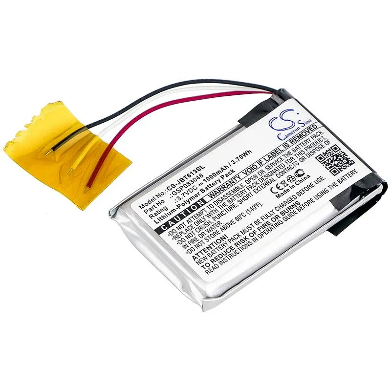 Cameron Sino replacement battery for JBL Trip speaker, rectangular black pack with connector
