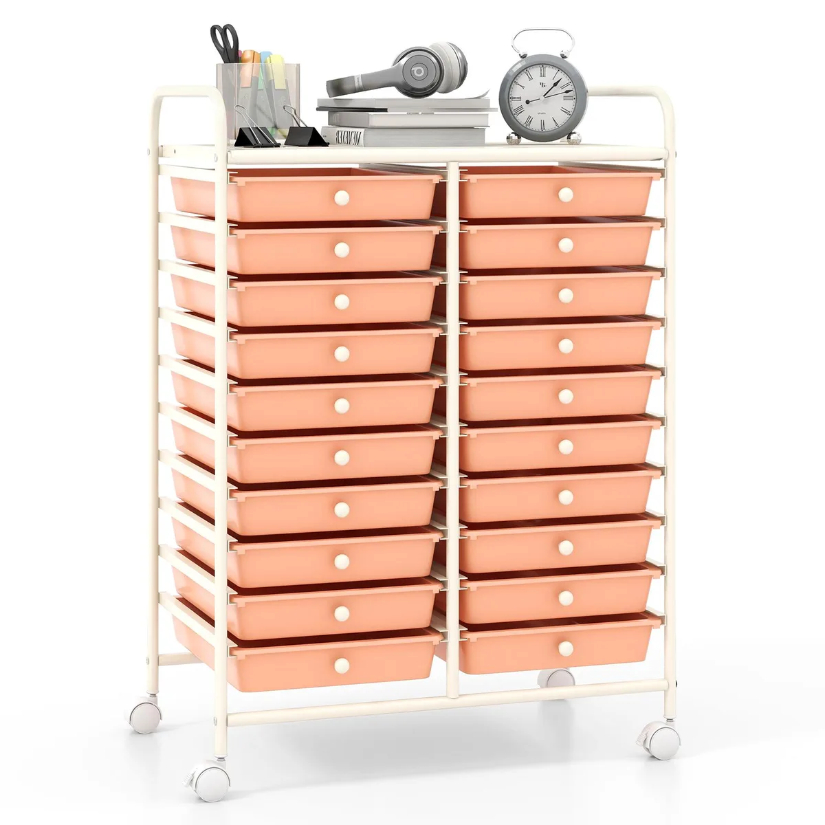 SlickBlue SlickBlue 20-Drawer Rolling Storage Cart Peach — product photo