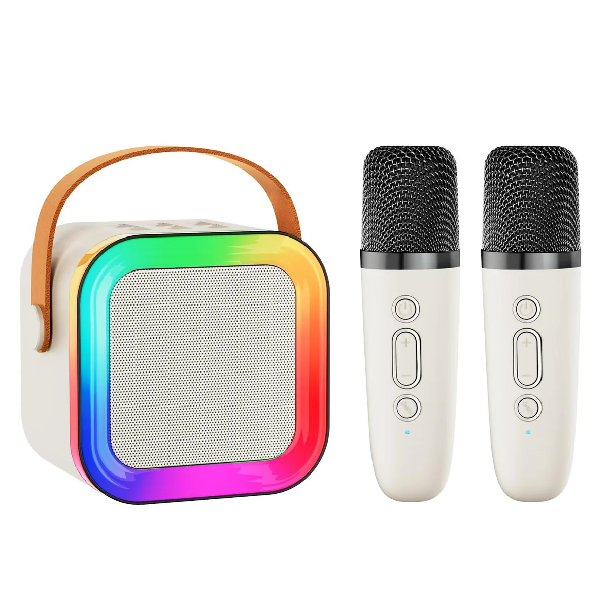  Feix g K12 Mini Karaoke Machine Off-White 2 Mic Bluetooth 5.0 — product photo