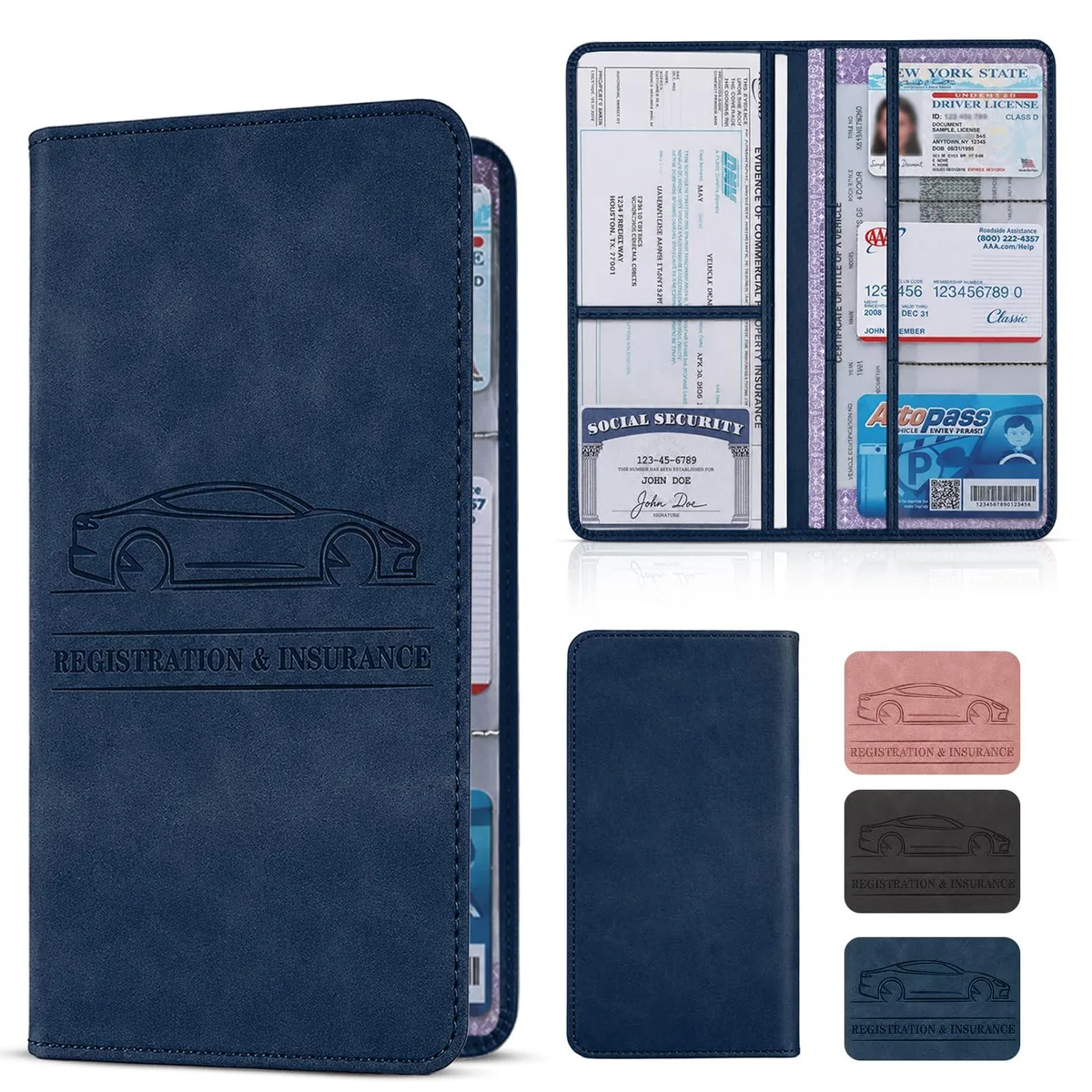 Car Registration and Insurance Card Holder - Dark Blue — product photo