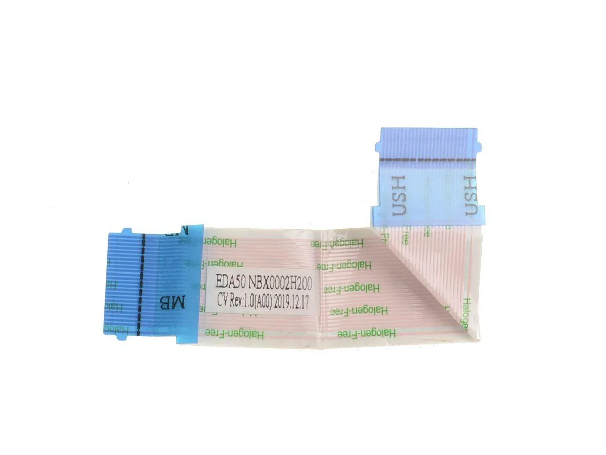 Flat grey ribbon cable with connectors at each end
