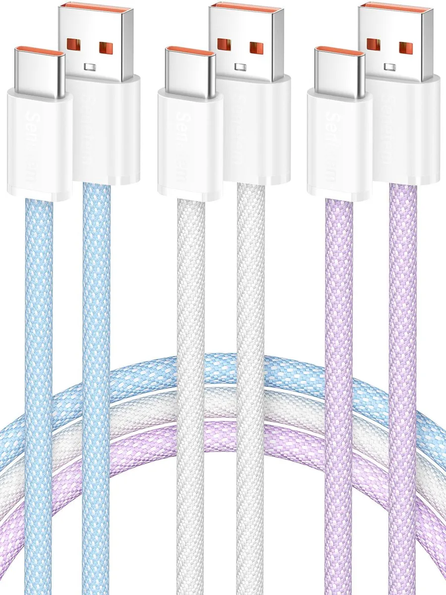 No Sew No Sew Samsung Gala USB A to USB C cable 3 ft 3A 7.5W blue 3-pack — product photo