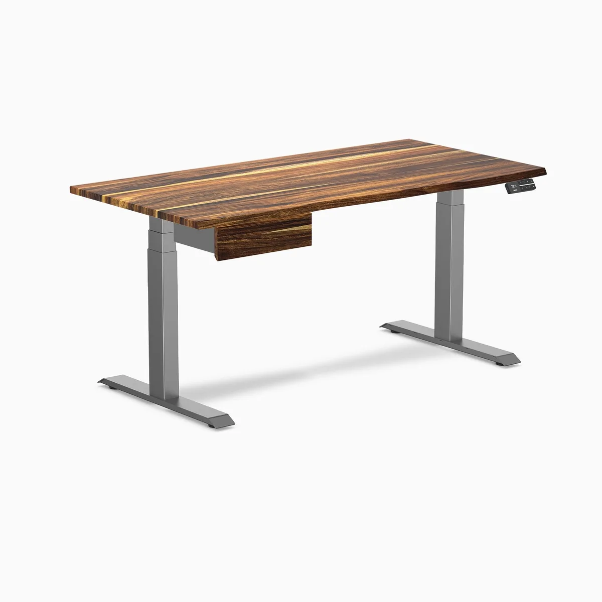 Desky Desky Dual Hardwood Standing Desk With Drawer Pheasantwood Space Gray 60 x 30 in — product photo