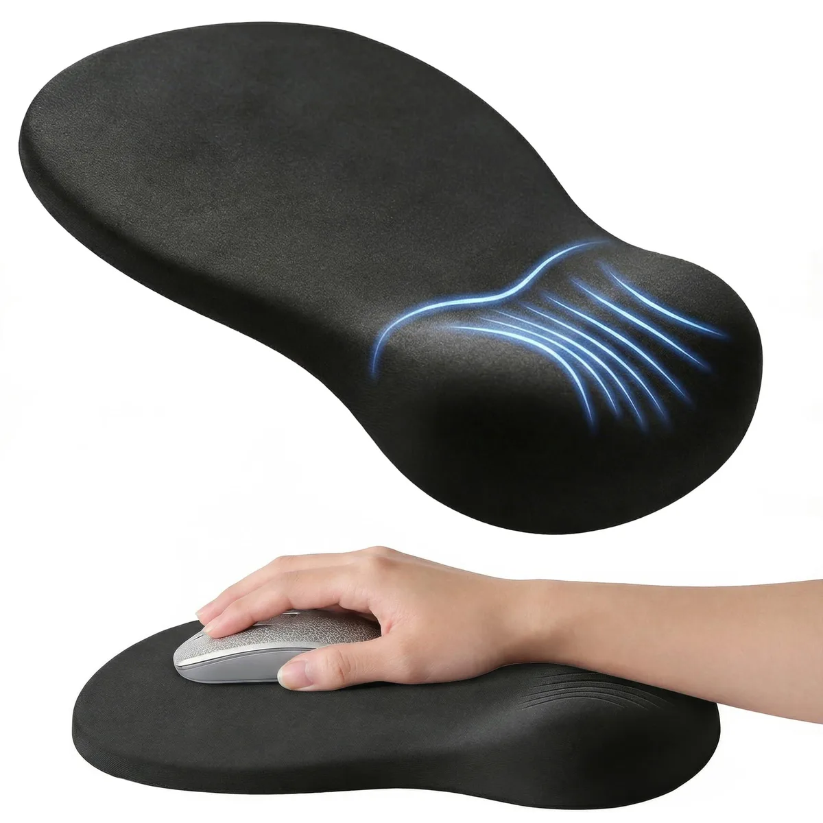  JYWYBF Ergonomic Mouse Pad with Wrist Rest 10.8 x 7.9 in Black — product photo