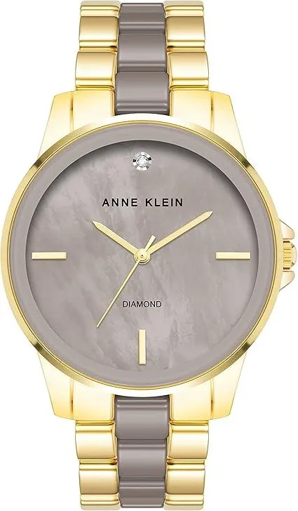 Anne Klein Anne Klein 38 mm Gold-Tone Taupe Ceramic Diamond Watch — product photo