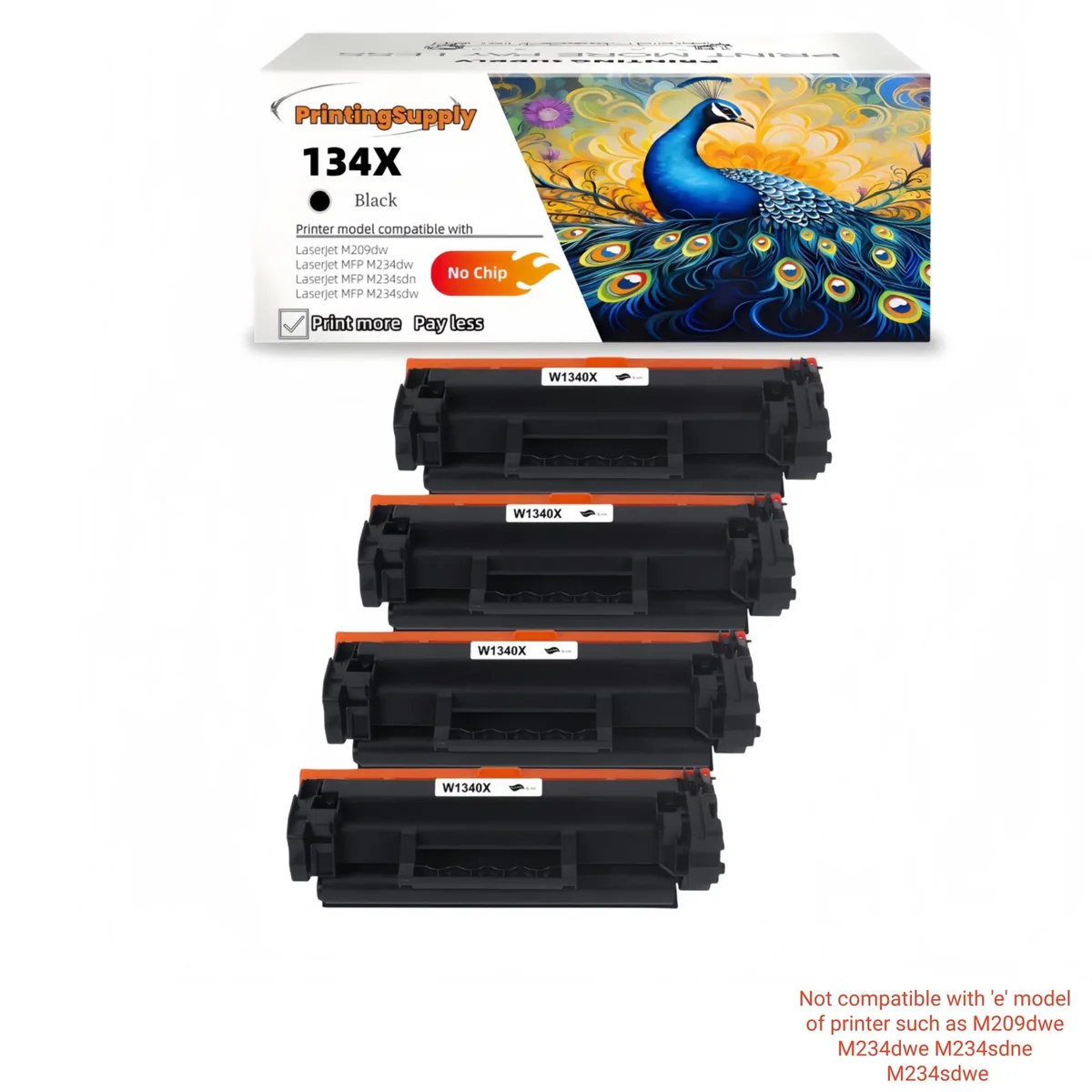 Aster Graphics Inc Aster Graphics Inc 134X W1340X Toner Cartridge 4 Pack Black 2400 Pages No Chip — product photo