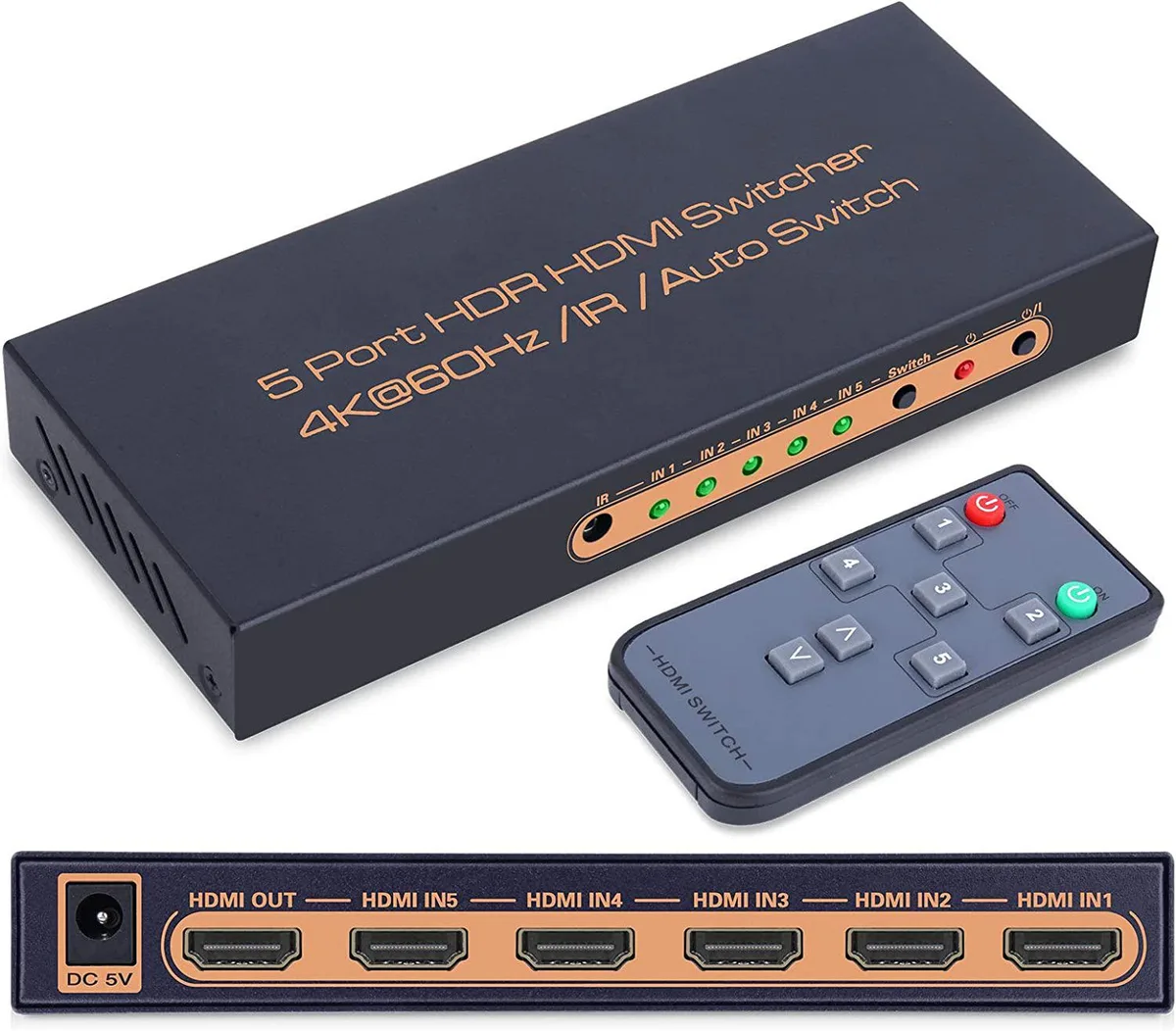 IHDAPP IHDAPP 5-Port 4K 60Hz HDMI Switch Black — product photo