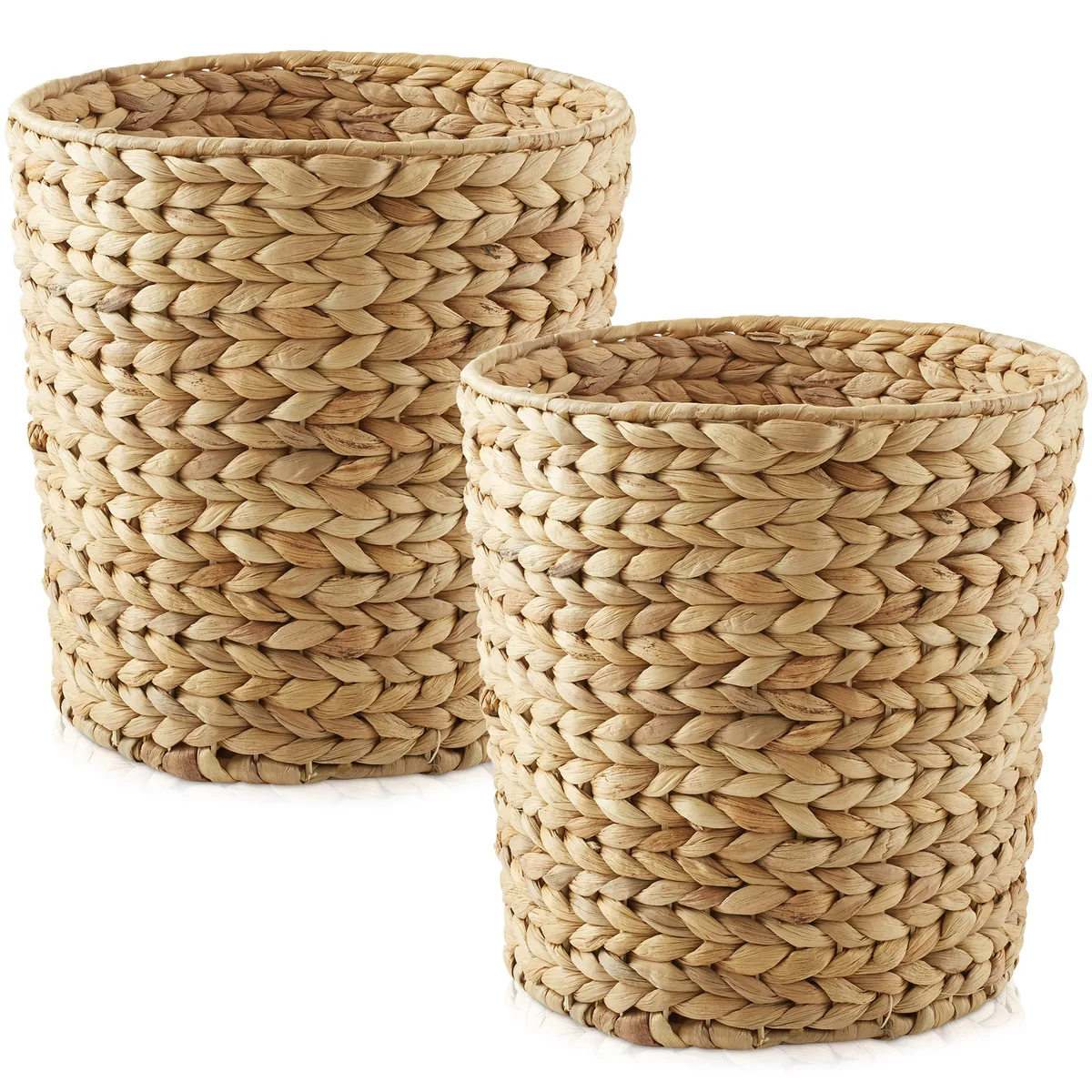 Casafield Casafield STO-G8357-NAT Water Hyacinth Waste Basket Set of 2, 10.25" Top, 8.75" Base, 10.75" H — product photo