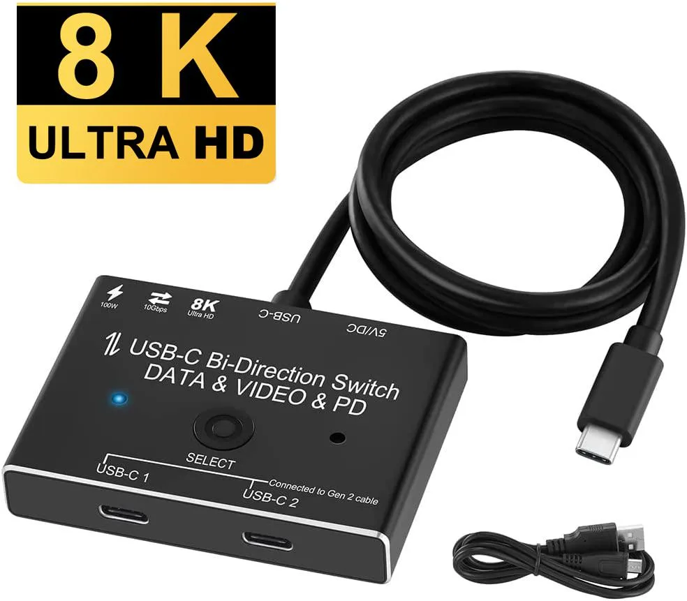 LUOM LUOM TJ-A034 8K@30Hz 4K@120Hz USB-C bi-directional video switch — product photo
