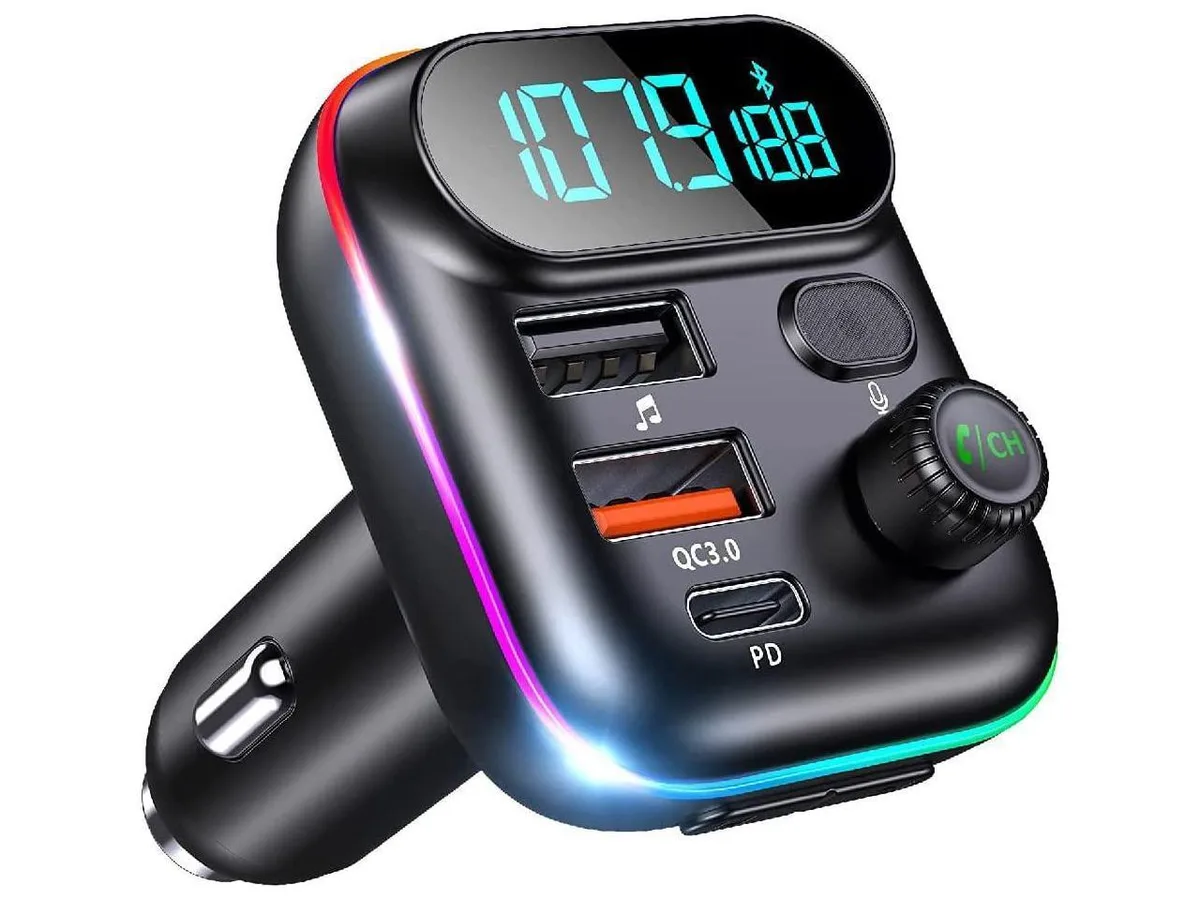 KEHIPI KEHIPI Bluetooth 5.0 FM Transmitter Car Charger PD 20W QC 18W 7 Color LED — product photo