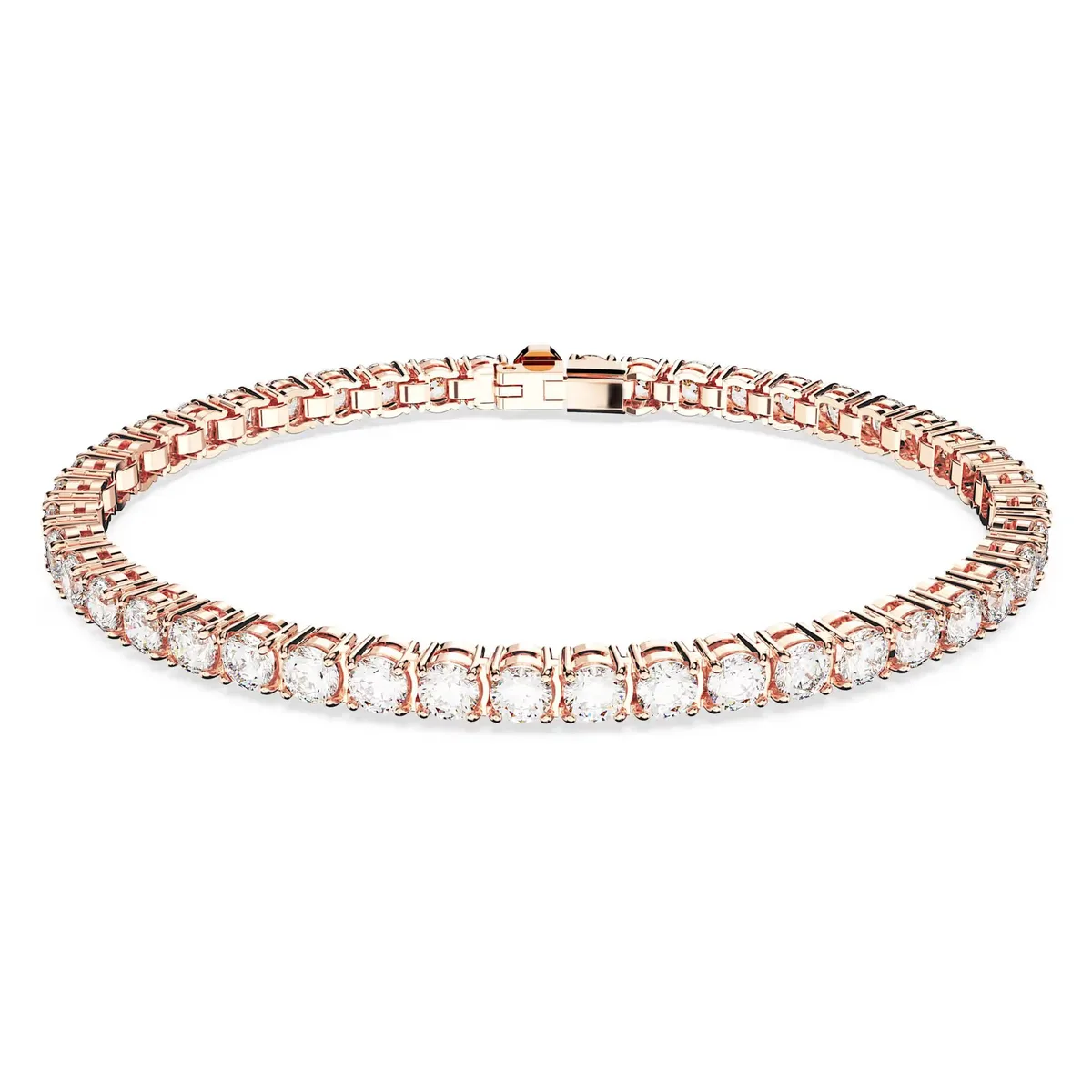 Swarovski Swarovski Matrix Tennis Bracelet Round Cut White Rose Gold-tone Plated Medium 16.5 cm — product photo