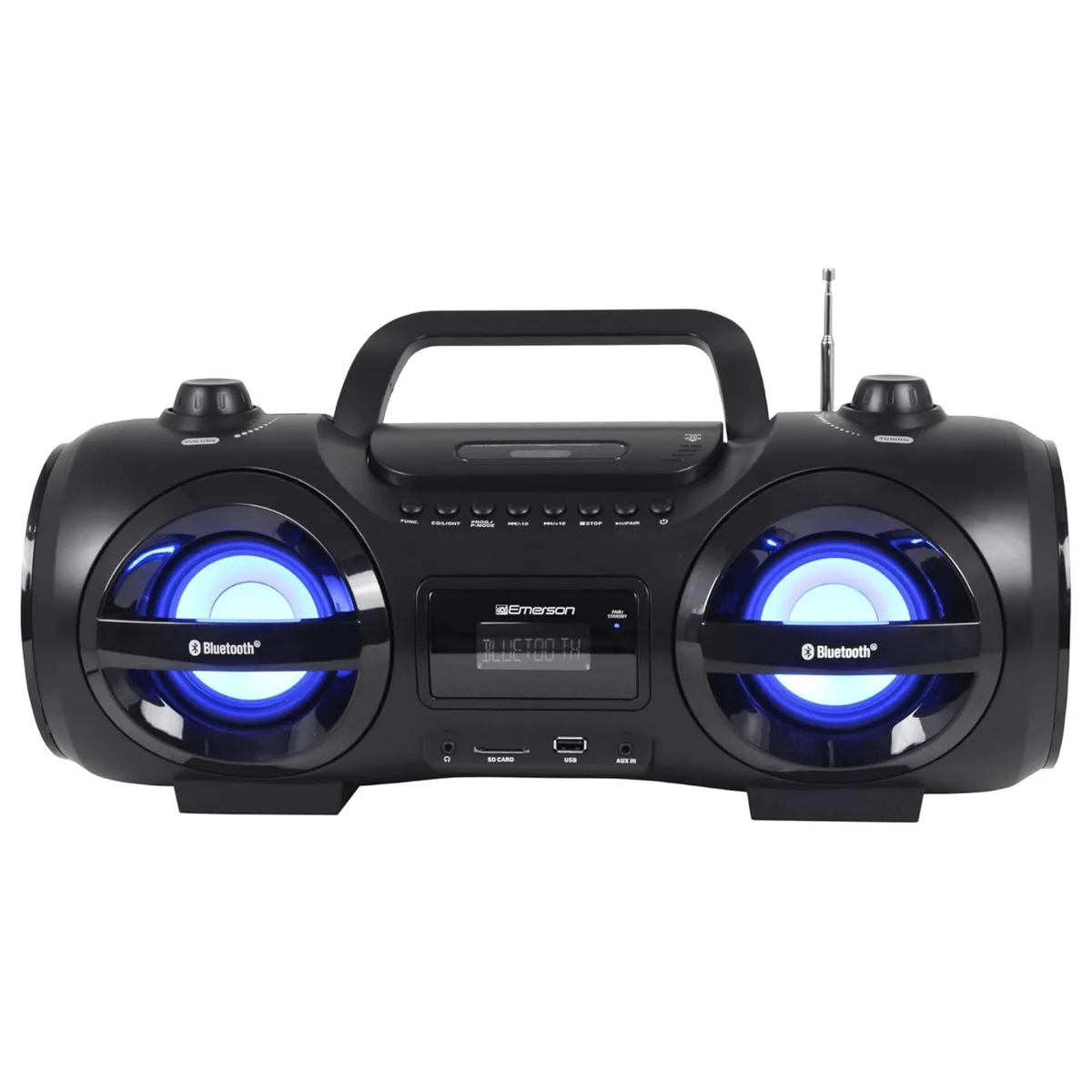 Emerson Emerson EPB-3005 Retro Boombox CD Cassette MP3 Radio Bluetooth LED Black — product photo