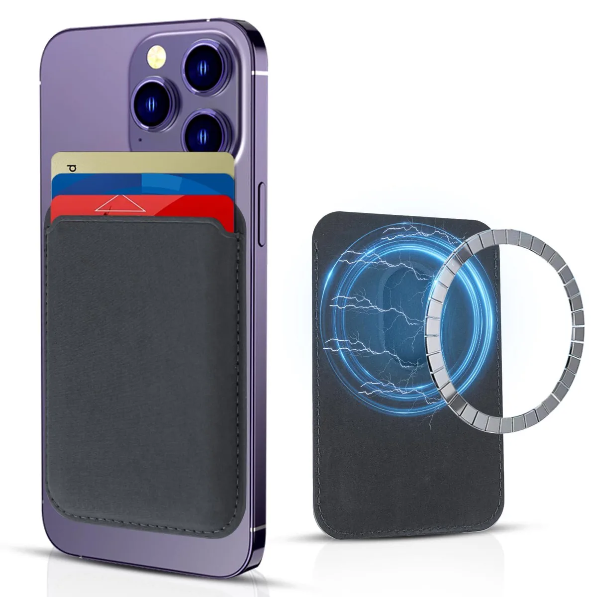 OUZRETUCU Mw-us-01 Wallet Navy Blue 3.7x2.5x.26in 3 Card RFID — product photo