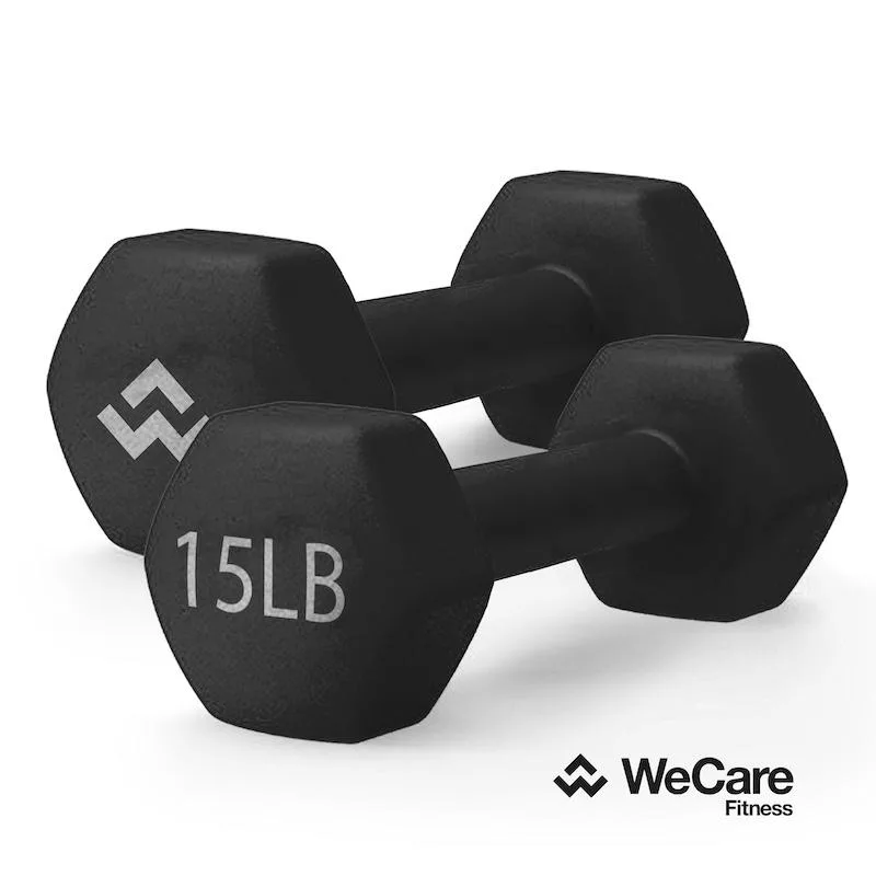WeCare WeCare WC-2P-15LB-BK 15 lb neoprene dumbbells pair black — product photo