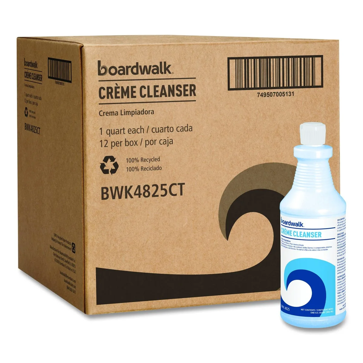 Twelve white 32 oz bottles of creme cleanser in a carton
