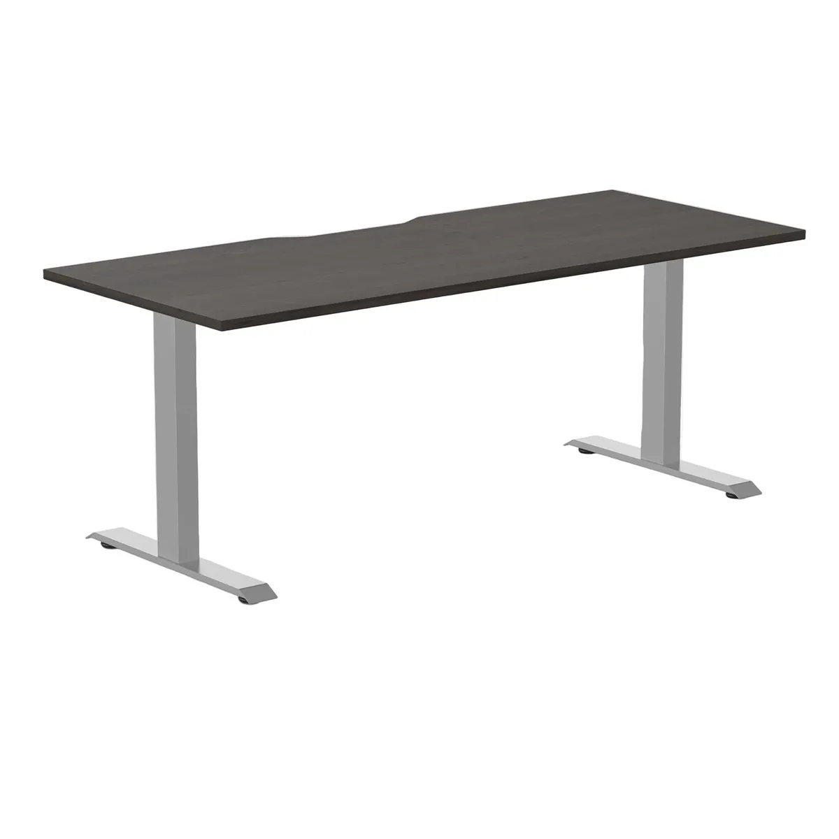 Desky Desky Zero Scalloped Laminate Office Desk Burnished Wood Grey 70.9 x 29.5 in — product photo