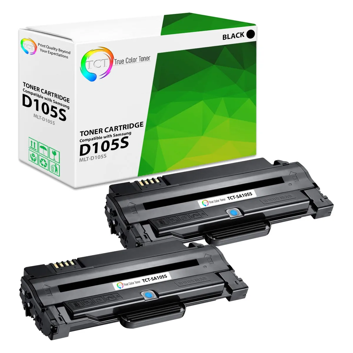 True Color Toner True Color Toner MLT-D105S Black Toner Cartridge 2 Pack 1500 Pages — product photo