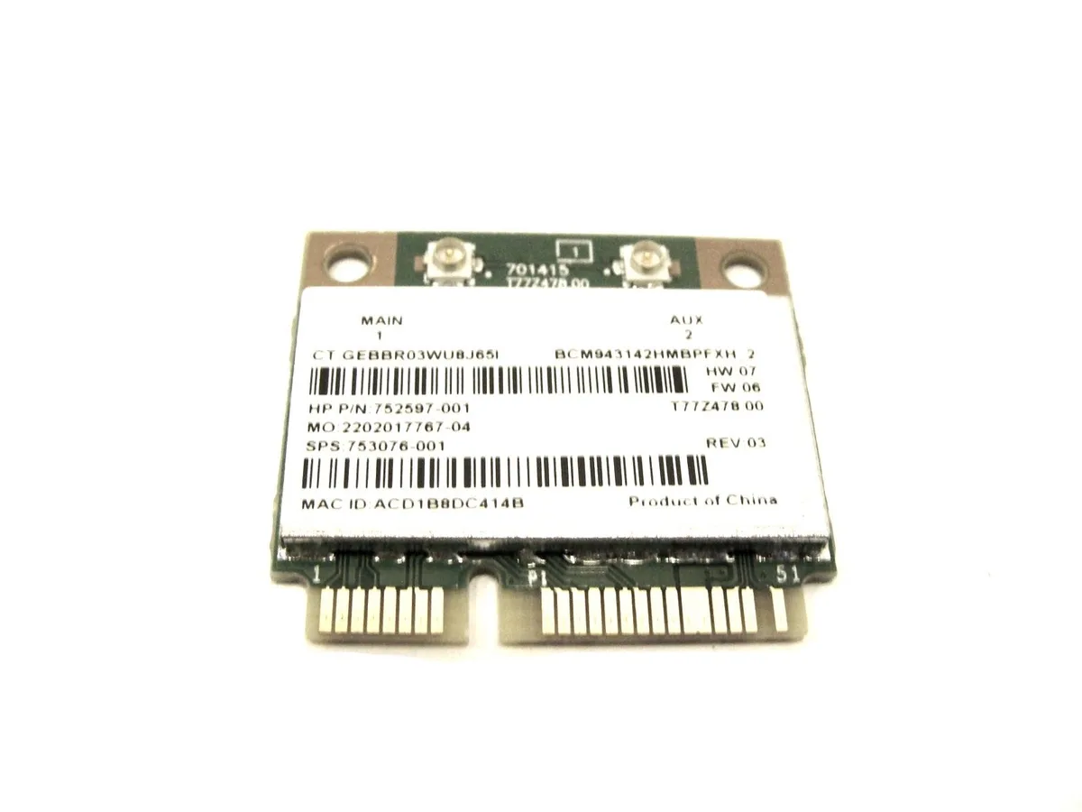 HP HP BCM943142HMBPFXH BT WIFI Mini PCIe 753076-001 Wi-Fi adapter — product photo