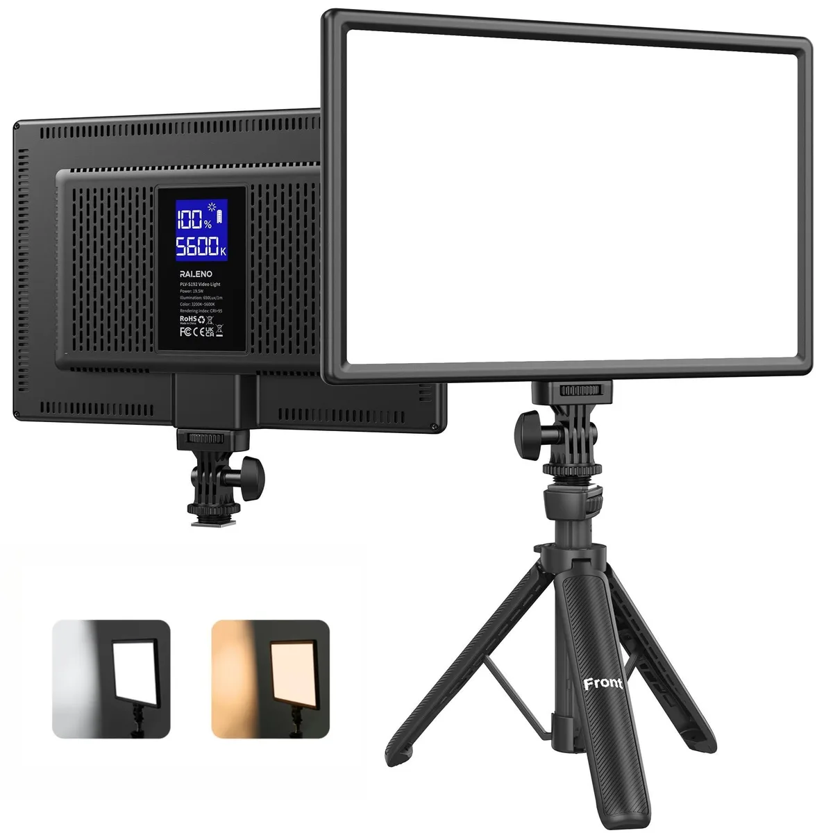  RaLeno PLV-S192 13" LED Video Light 8000mAh 19.5W 650Lux CRI>95 2500-6500K — product photo