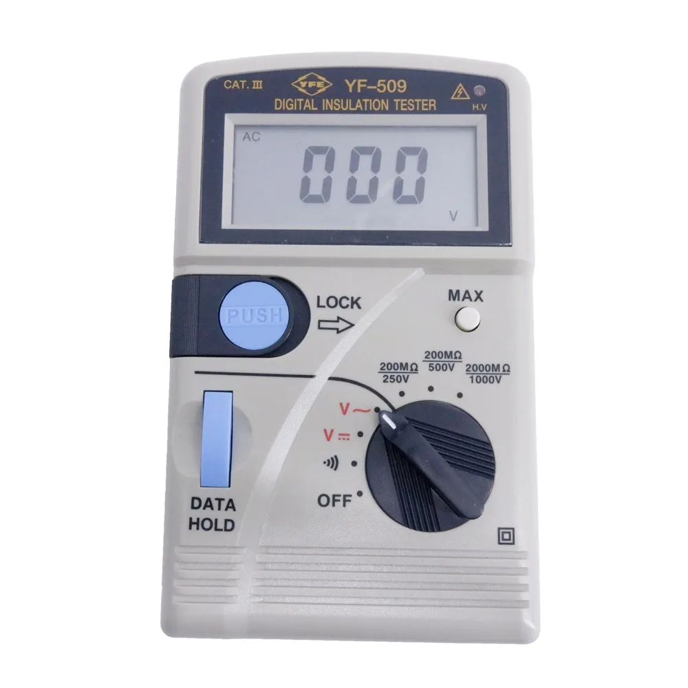 TENMARS ELECTRONICS TENMARS ELECTRONICS YF-509 Insulation Tester 250V/500V/1000V 0.1MO to 2000MO electrician tool — product photo