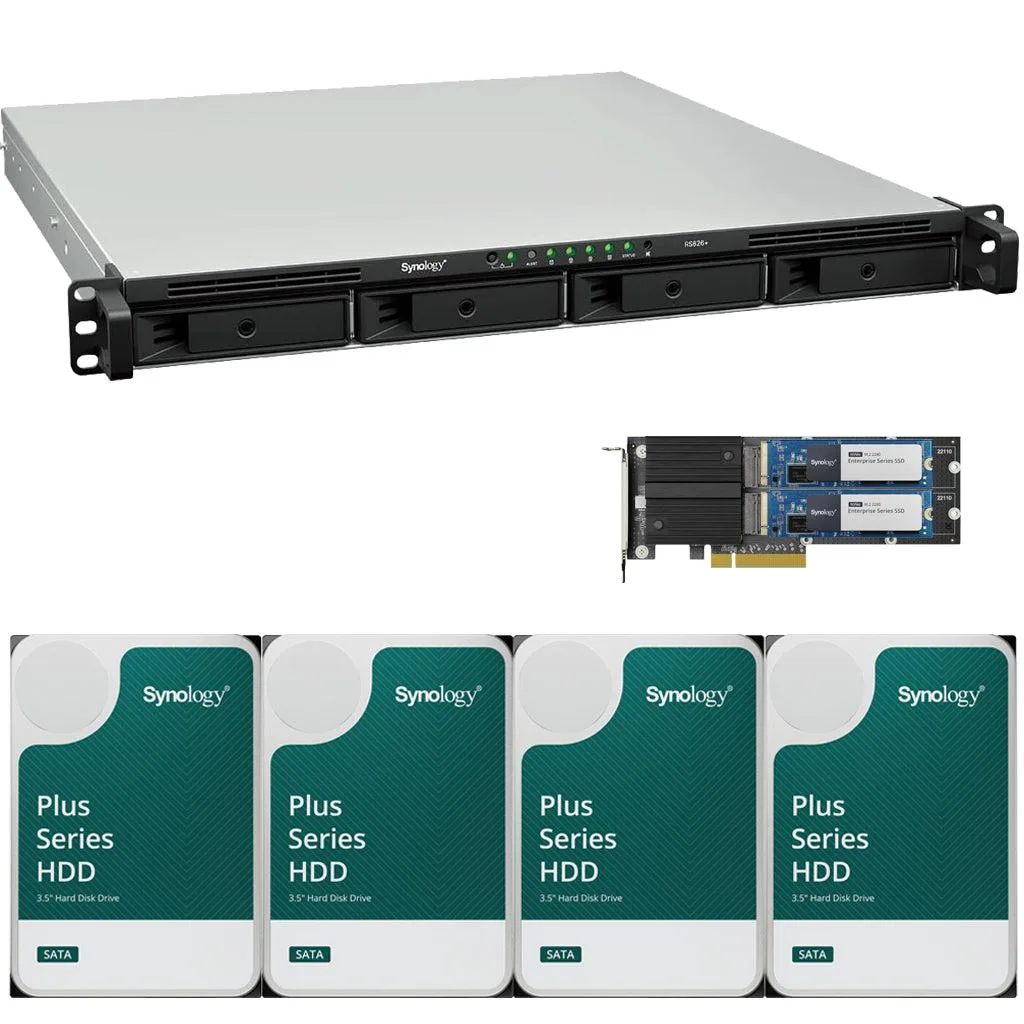 Synology Inc. Synology RS826+ AMD Ryzen V1500B 4-Bay Rackmount NAS 4GB RAM 1.6TB Cache 16TB Drives — product photo