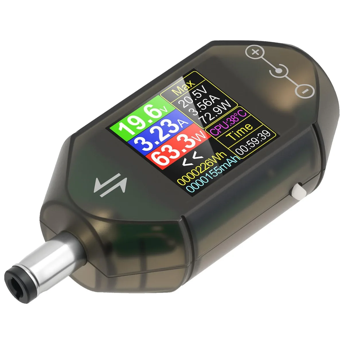  DC Voltage Tester Power Meter 4.5-50V 0-12A Two-Way Black — product photo