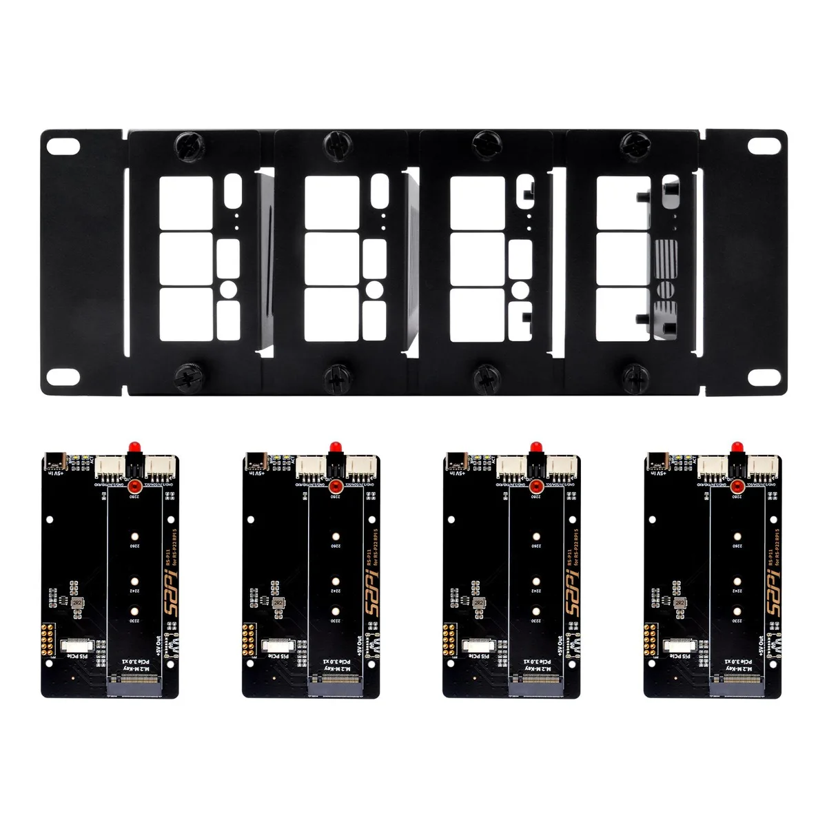 52Pi 52Pi 52Pi 10 Inch 2U Server Rack with Four NVME Boards — product photo