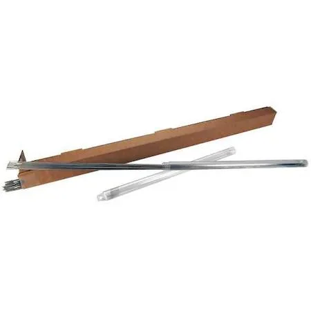 Cardboard box containing 10 lb of 36 in carbon steel welding rods 1/16 in diameter AWS R45 classification