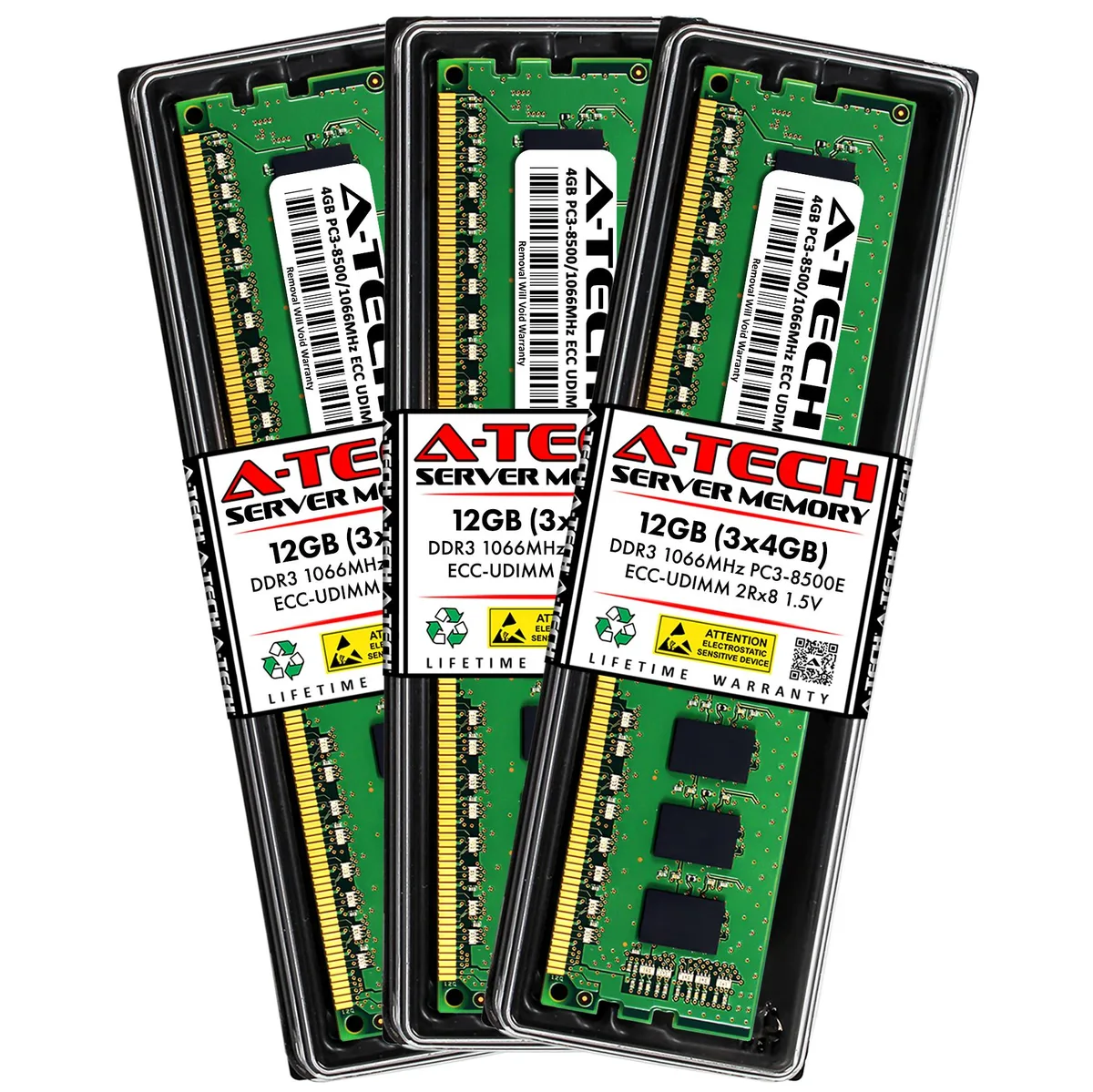 A-Tech A-Tech 12GB (3x4GB) DDR3 1066 ECC UDIMM 240-Pin Memory Upgrade — product photo