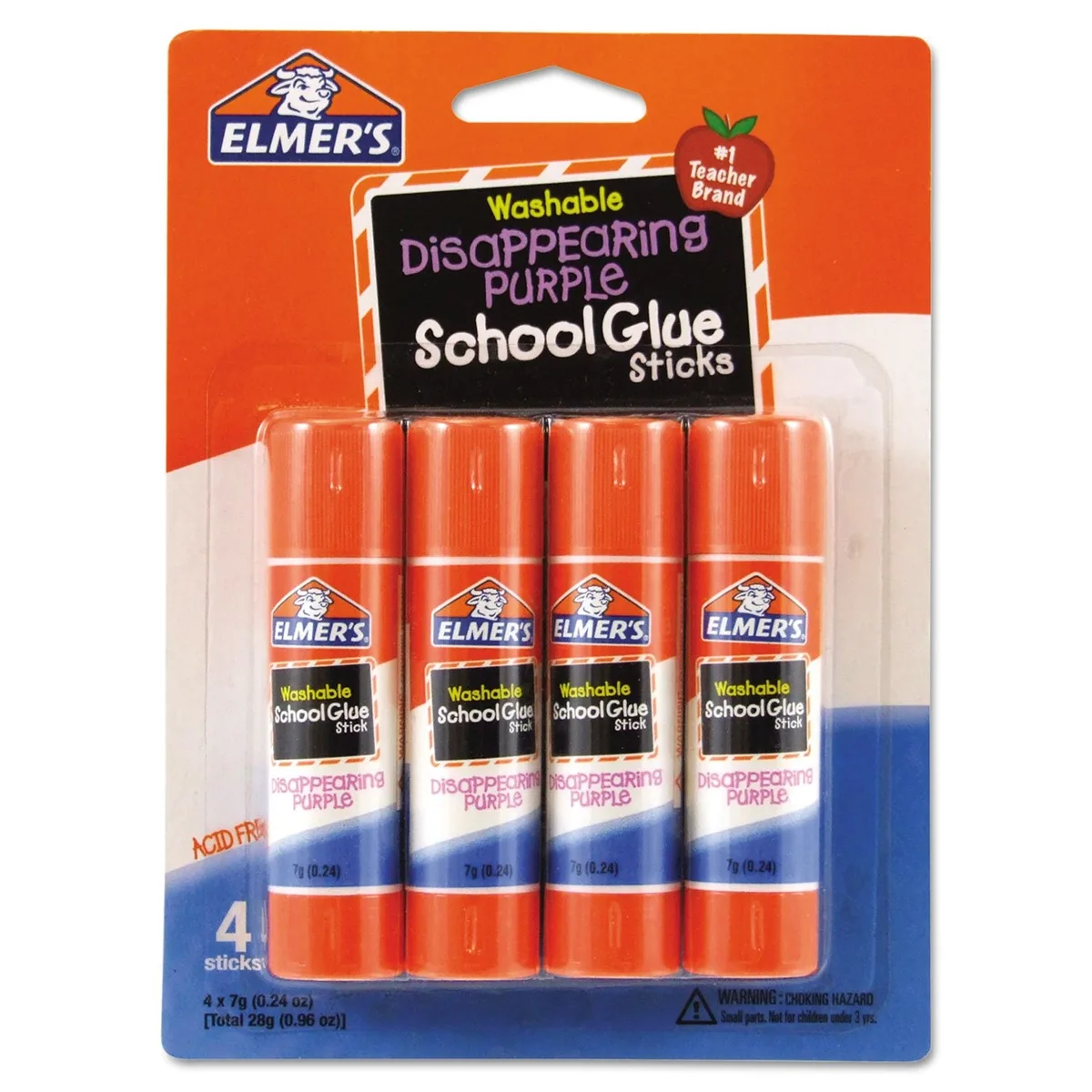  Elmer's E543 Disappearing Purple Glue Sticks 0.24 oz 4 Pack — product photo
