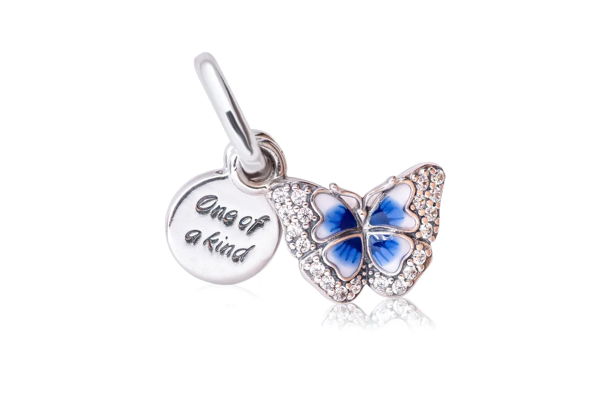 PANDORA PANDORA Blue Butterfly Quote Double Dangle Charm Bracelet — product photo